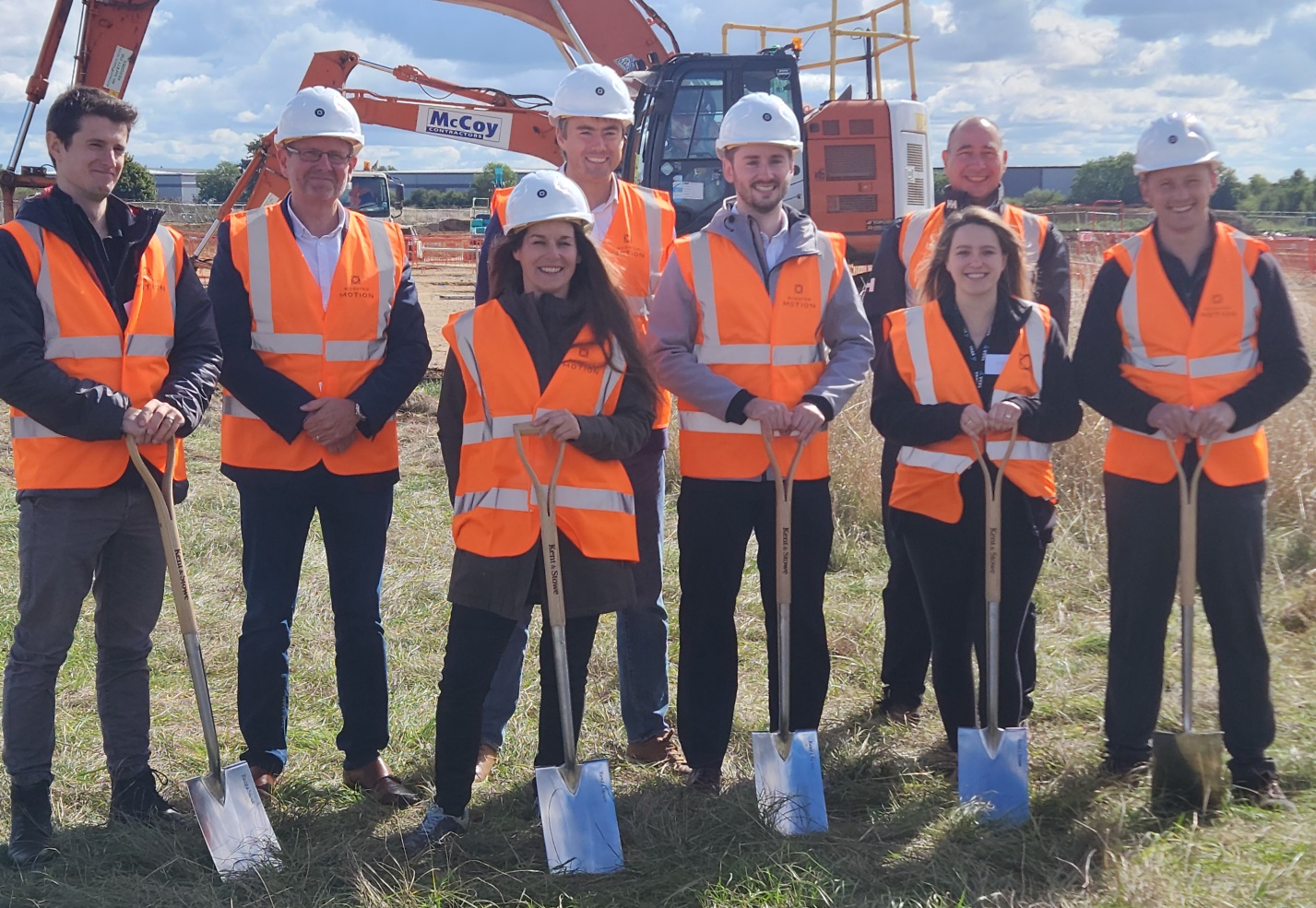 The YASA team digging at bicester Motion ground breaking ceremony